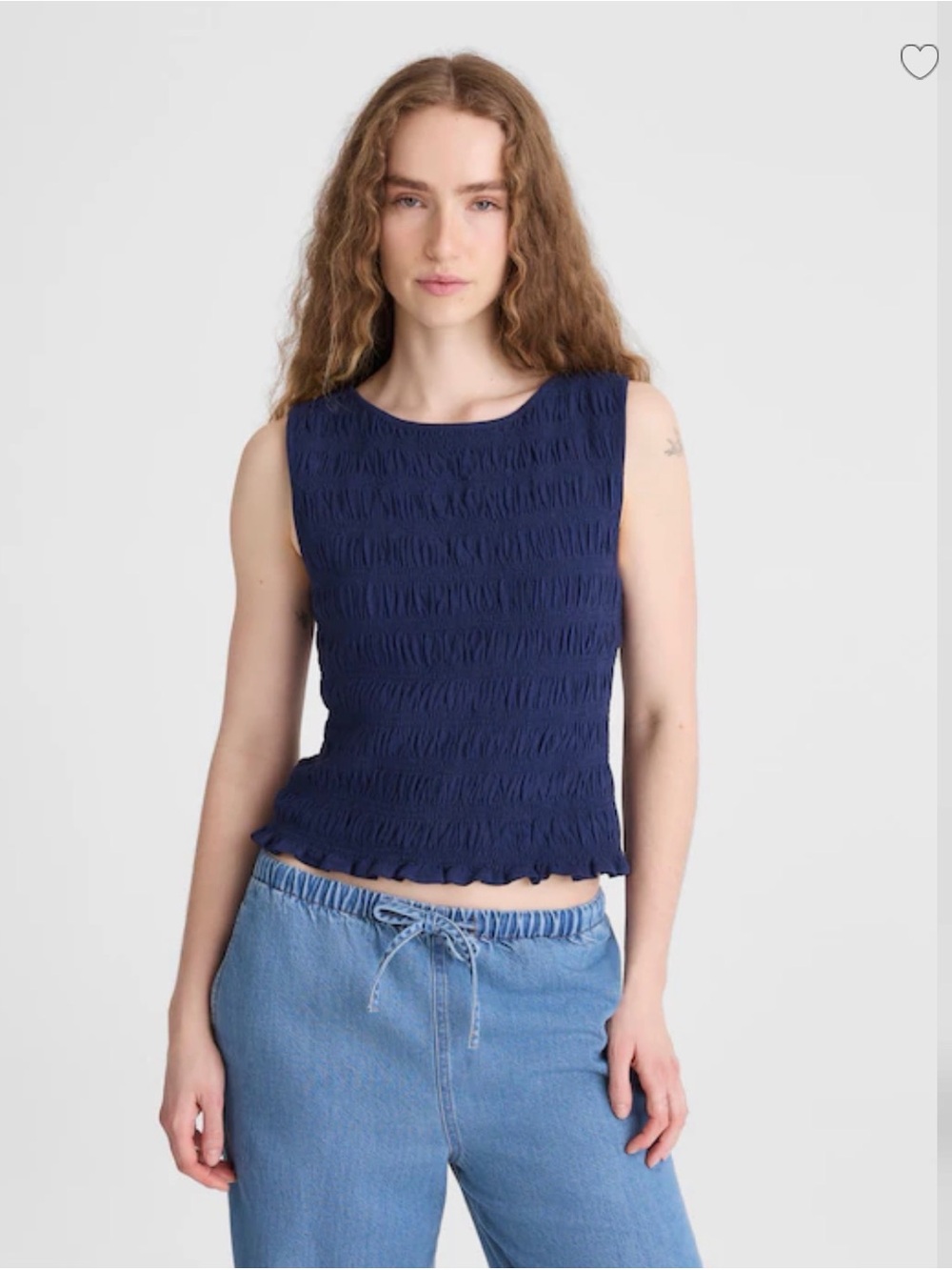 stradivarius Navy Textured Sleeveless Tank Top